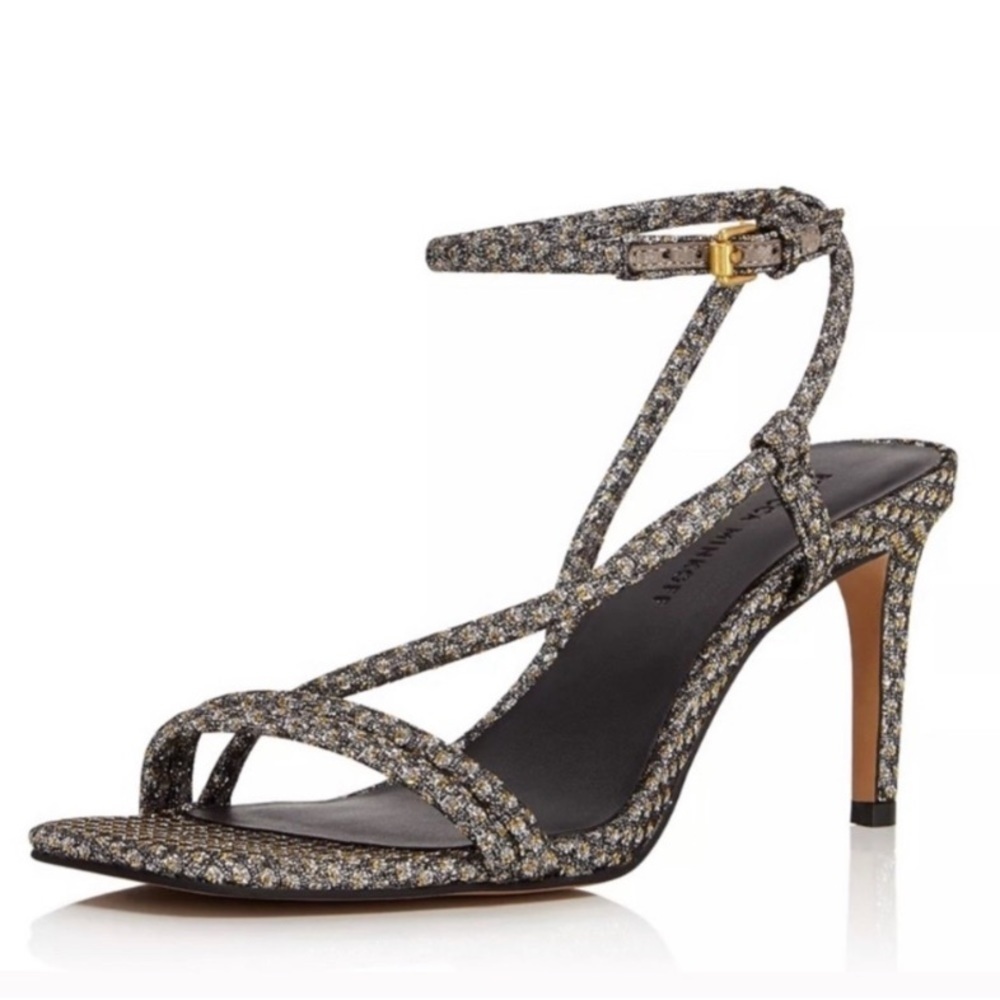 Rebecca Minkoff Silver Gold Sparkle Mesh Sandals